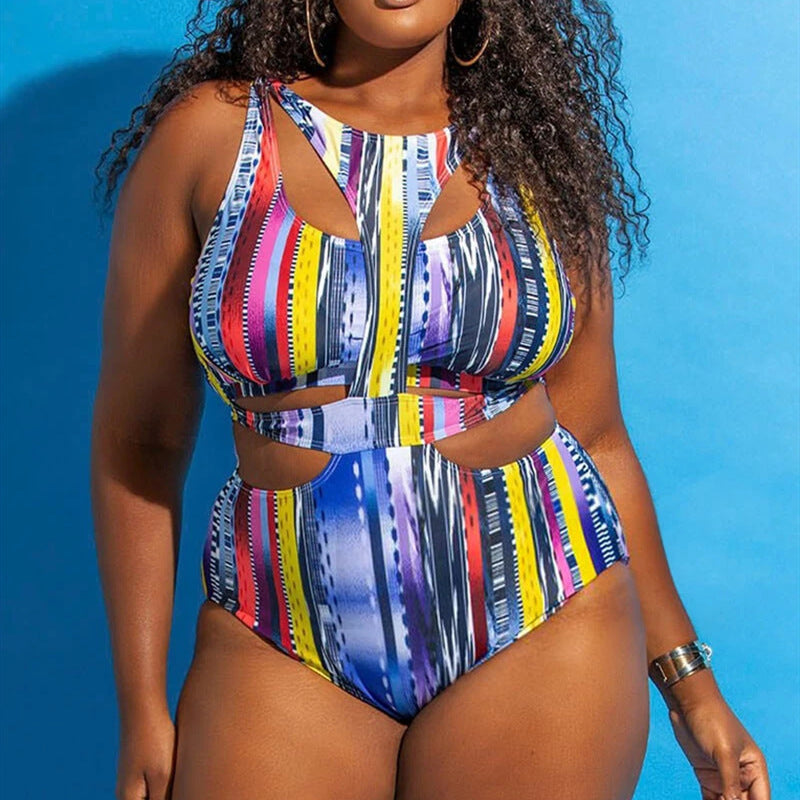 Ethnic Print Plus Size Swimsuit Bikini