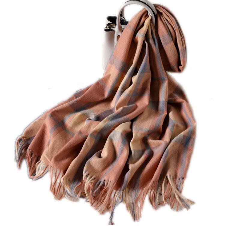 Long tassel double-sided cashmere shawl