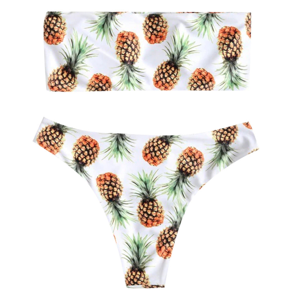 Tube Top Bikini Pineapple Swimsuit Split Swimsuit Women Swimwear