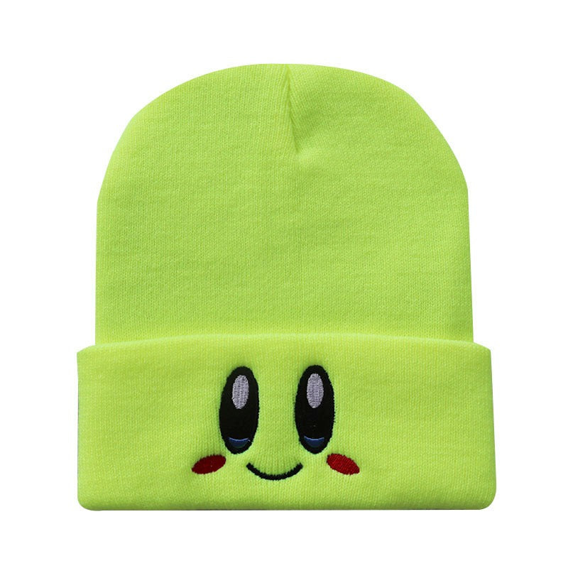 Men And Women Cute Smiling Face Eyes Hoshi Embroidered Knitted Hat Warm Hood Student Head Winter Wool Hat