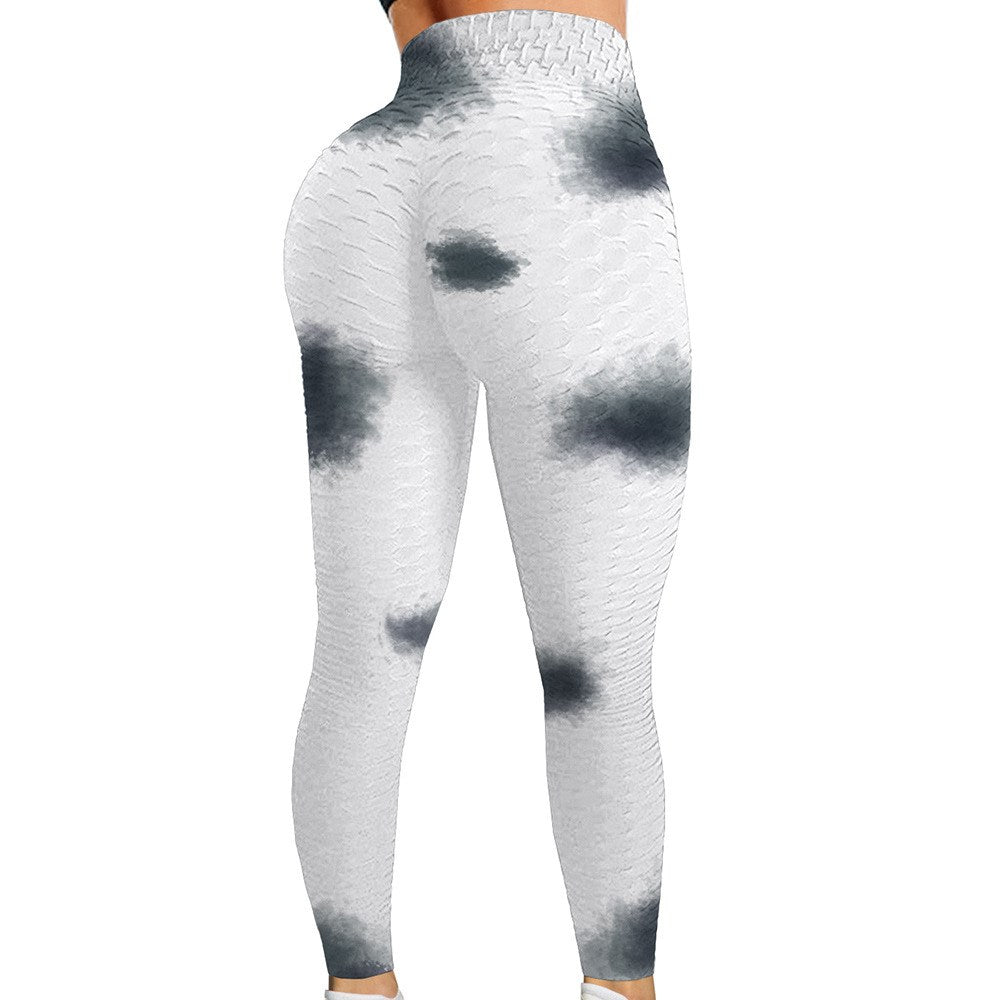 High waist hip tight tie-dye track pants