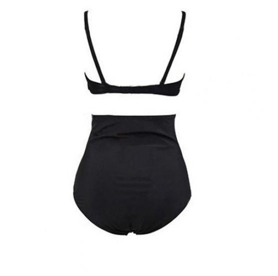 Solid color bikini swimsuit sexy black retro high waist bikini swimsuit