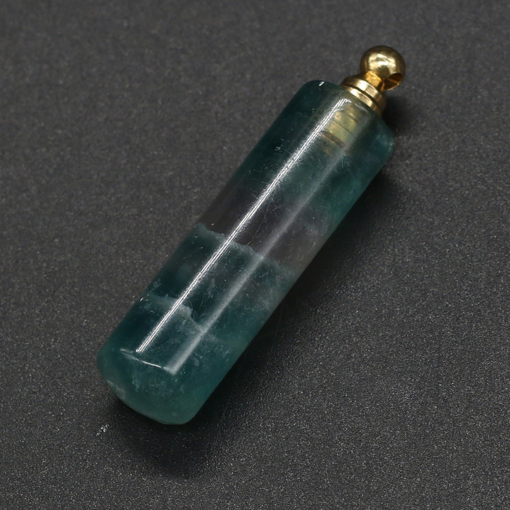 Essence Elysium: Natural Stone Necklace with Perfume Bottle Pendant.