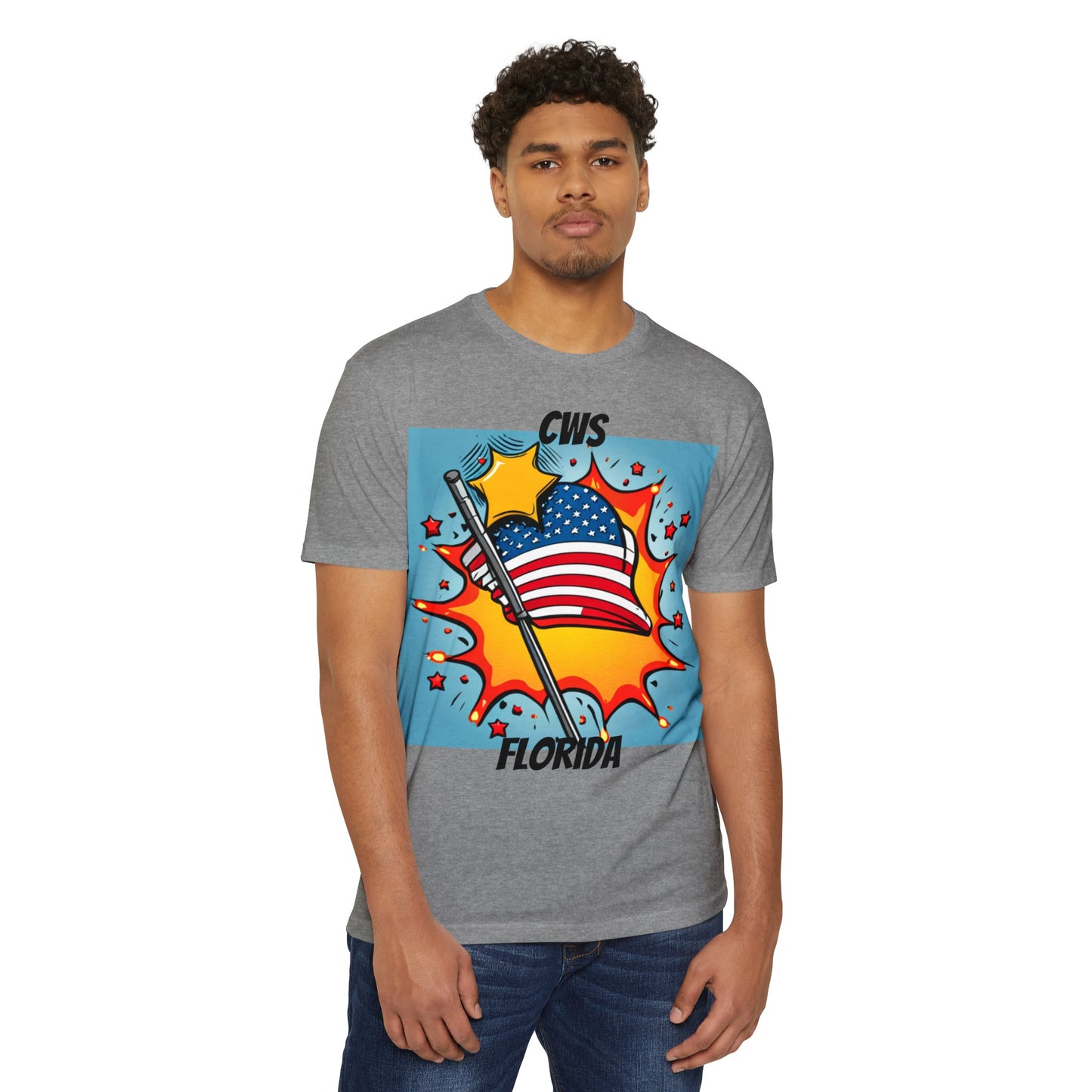 CWS Florida USA Flag Unisex CVC Jersey T-shirt By Cozy Winter Store (ships within USA only)