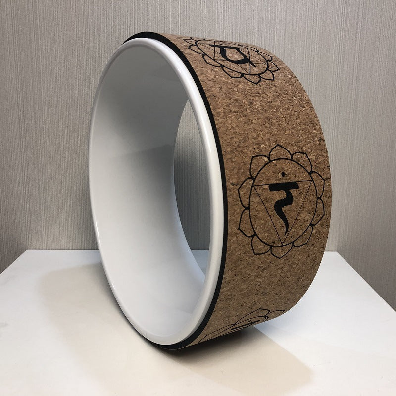 Cork Yoga Wheel Wood Grain Printing Hoop