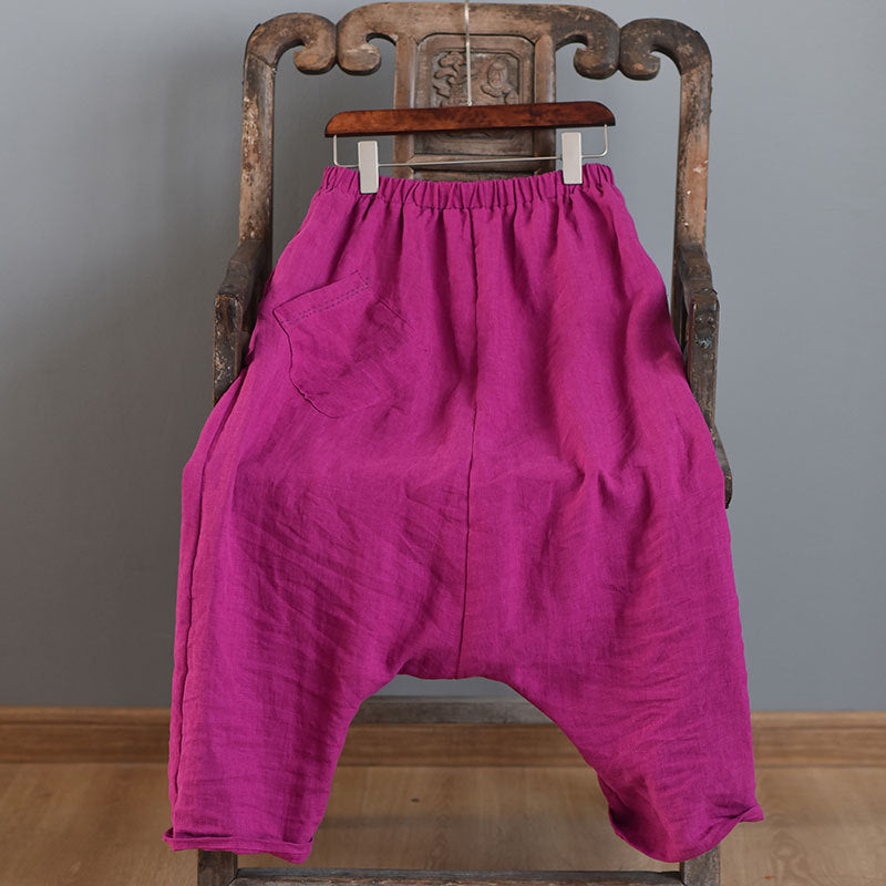 Spring and Autumn Literary Retro Harem Pants with Hanging Crotch Design