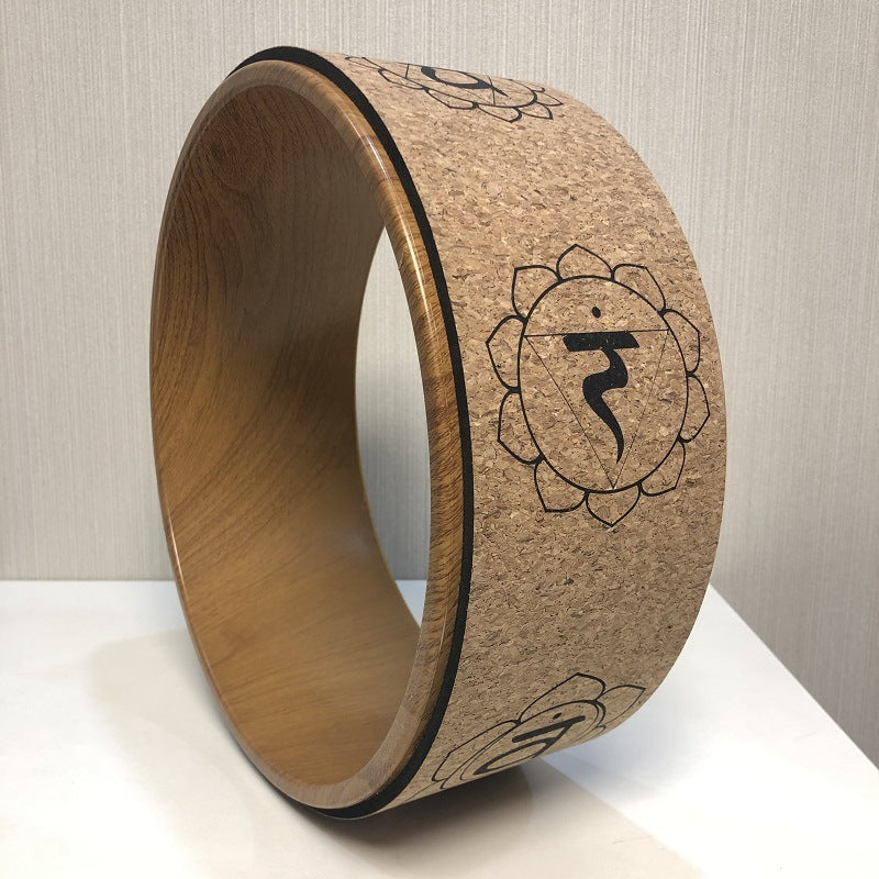 Cork Yoga Wheel Wood Grain Printing Hoop