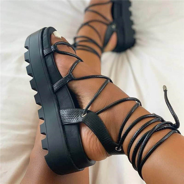 Women's Solid Color Strappy Platform Platform Shoes