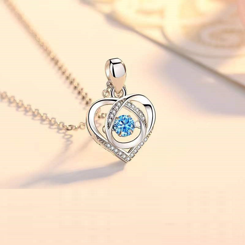 S925 schlagende herzförmige Halskette Frauen Luxus Liebe Strass Halskette Schmuck Geschenk zum Valentinstag