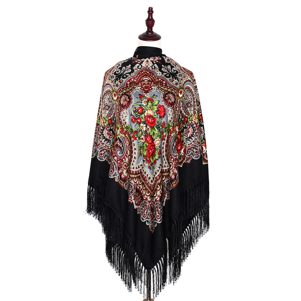 Vintage Twill Tassel Ethnic Style Shawl