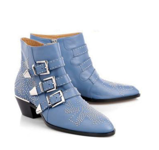 Women's studded plus size short boots