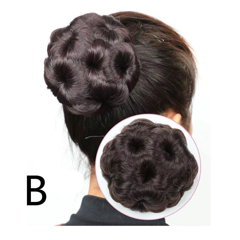 High Temperature Silk Wig Hair Ring, Hair Bun, Nine Flower Ball Head Bridal Costume Plate