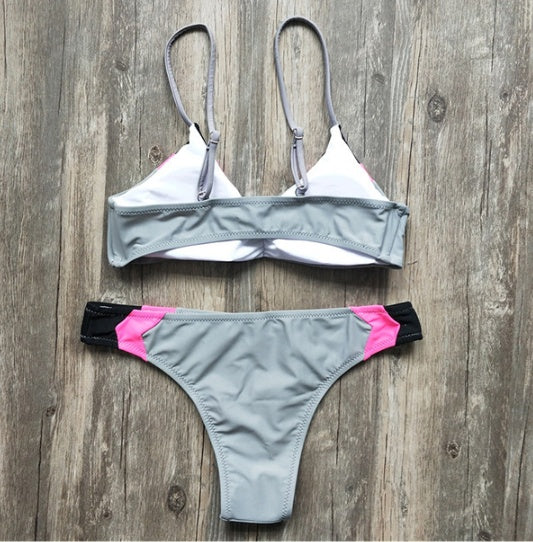 Sexy European and American bikini color matching swimsuit swimsuit