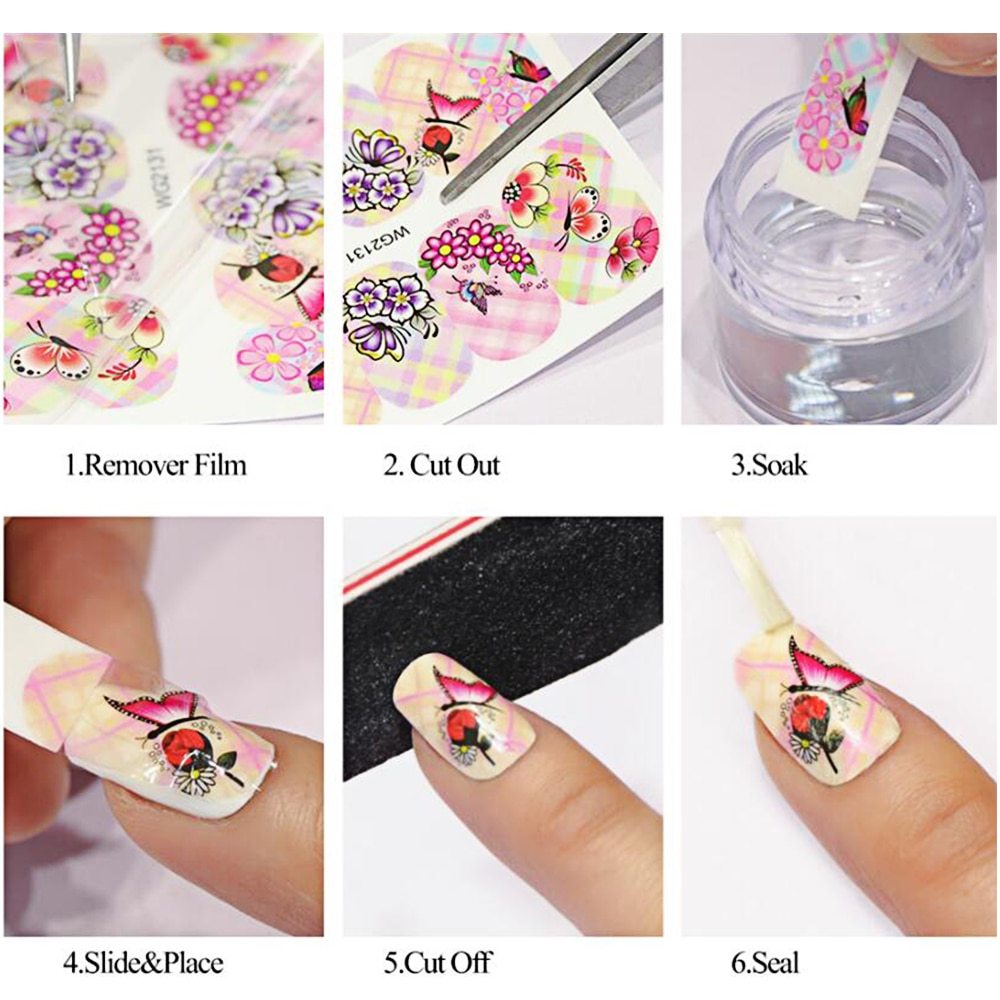 1 stücke Nagel Aufkleber Schmetterling Blume Wasser Transfer Aufkleber Sliders für Nail art Dekoration Tattoo Maniküre Wraps Werkzeuge Spitze JISTZ508