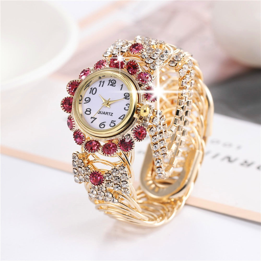 New trend and fashion women's watch with diamond inlaid digital quartz female bracelet watch