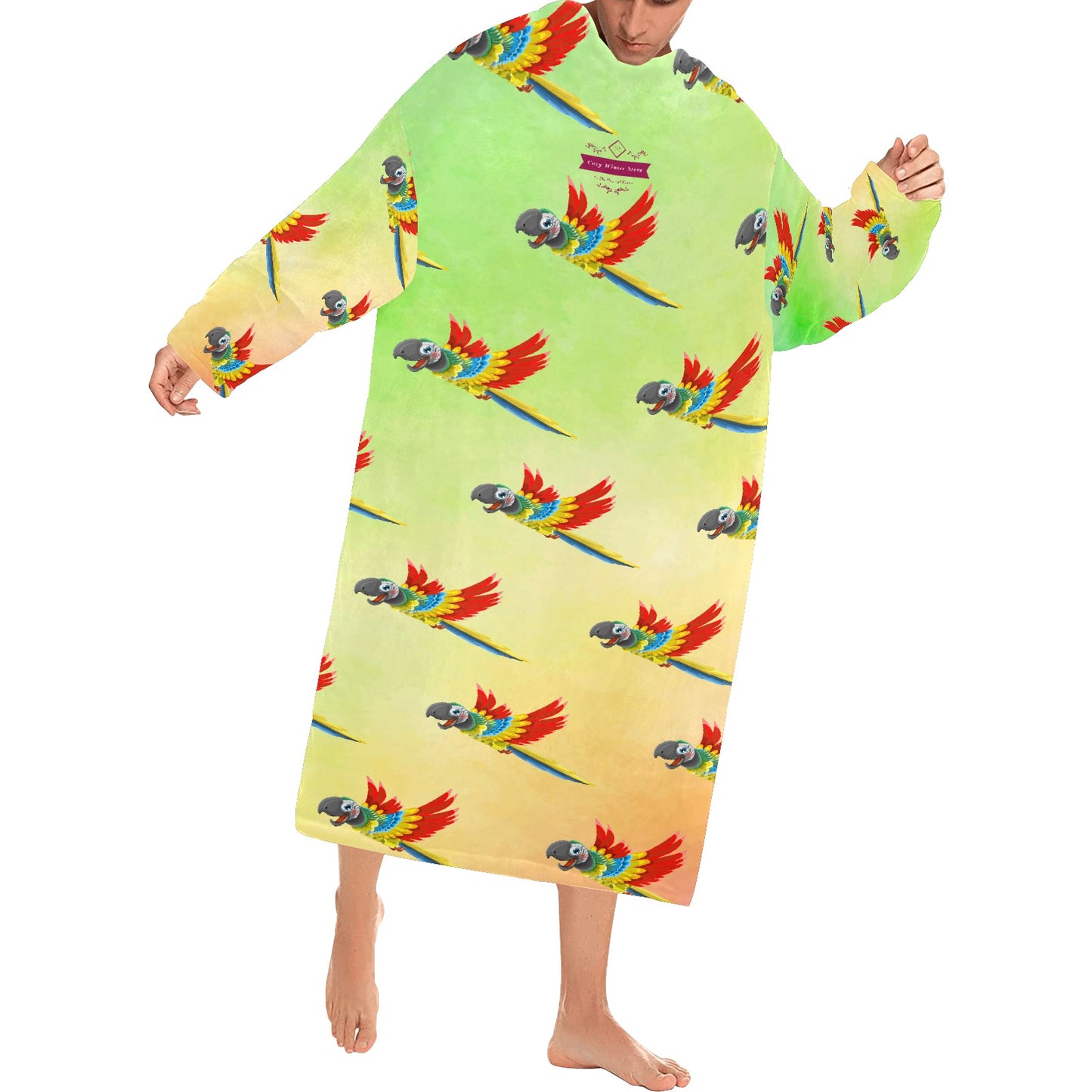 CWS Cozy Vibe Exotic Parrot Blanket Robe, Oversized Hoodie with Sleeves for Adults by Cozy Winter Store.