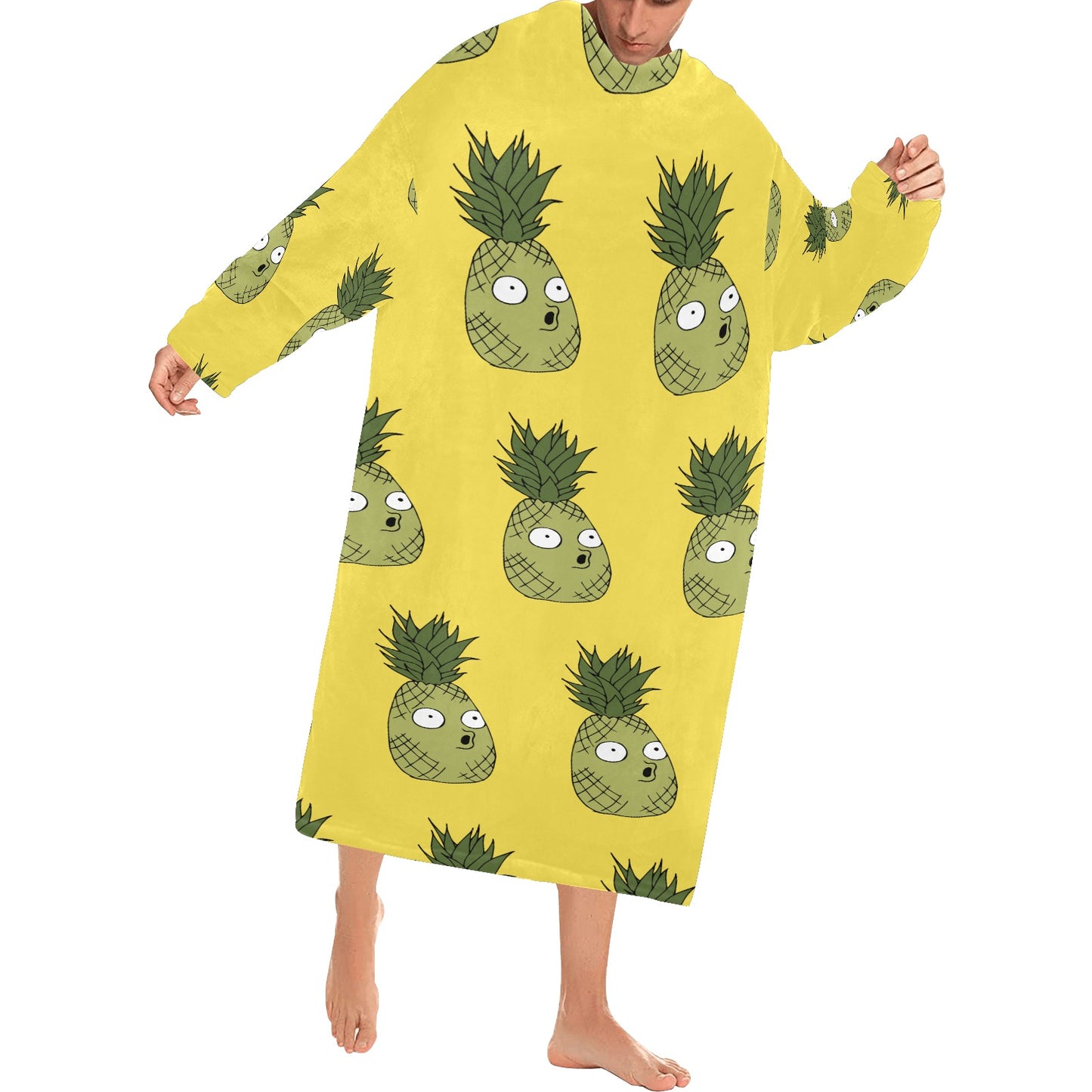 CWS Cozy VIbe Crazy PIneapple Oversized Hoodie Blanket Robe with Sleeves for Adults by Cozy Winter Store