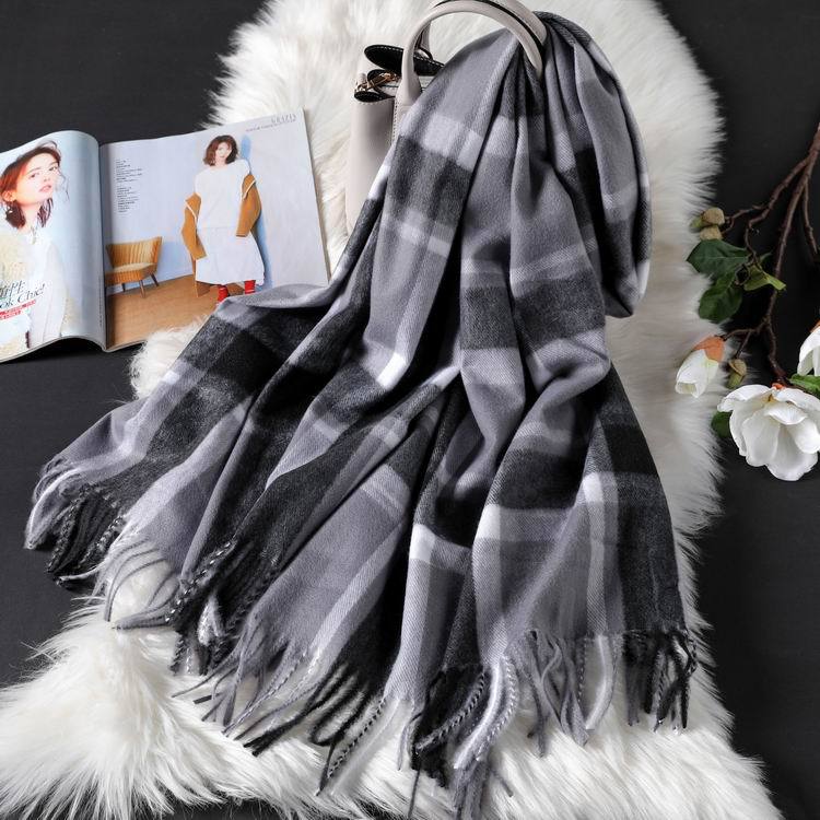 Long tassel double-sided cashmere shawl