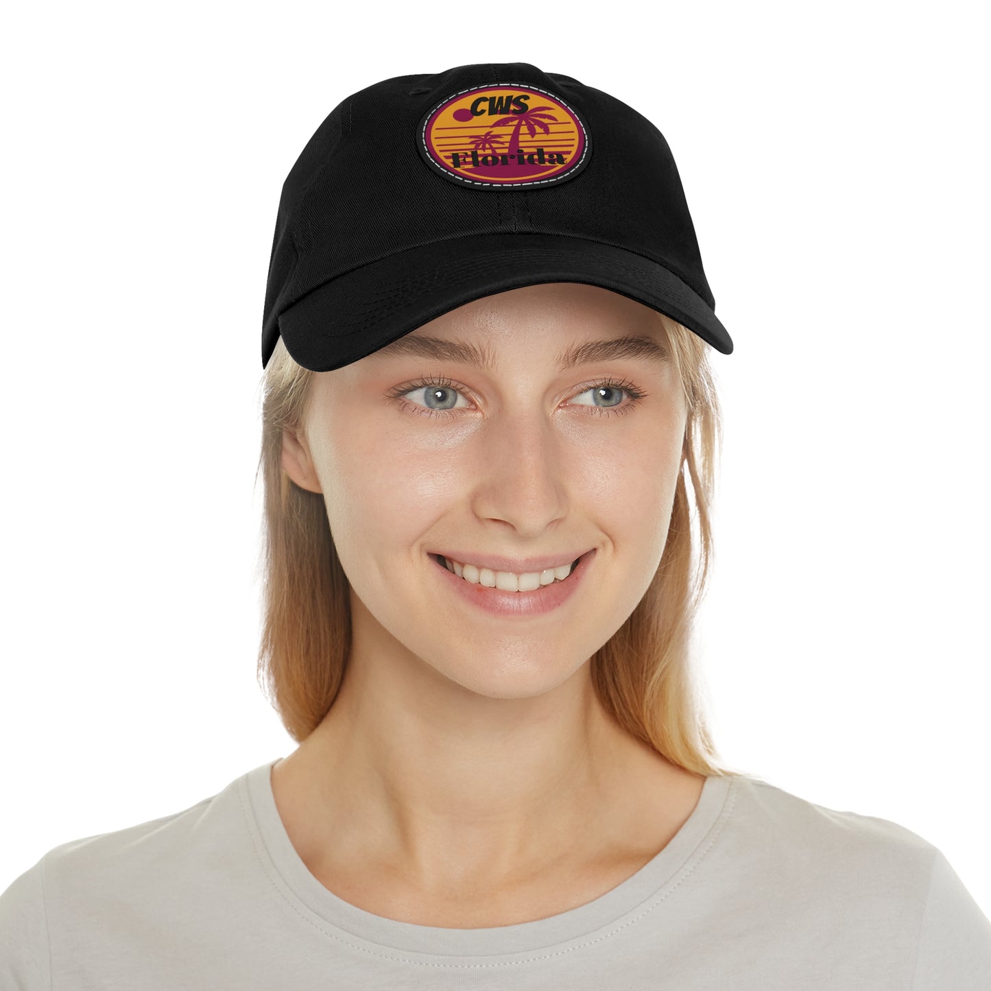 CWS Florida Palm Trees Dad Hat with Leather Patch (Round) By Cozy Winter Store (ships within USA only)