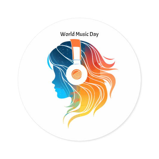 CWS Celebrations World Music Day Round Stickers, Indoor\Outdoor