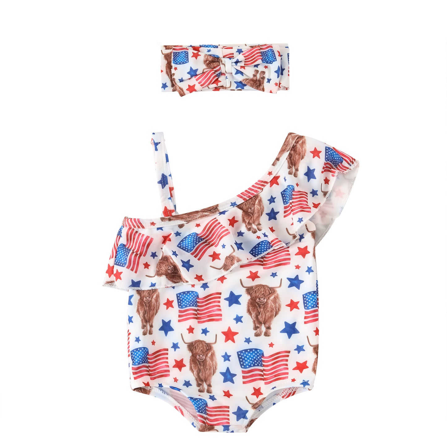 Silky Soft Fabric Lace-up Baby Swimsuit