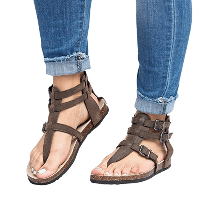 Sommer Flache Kork Römersandalen Damen