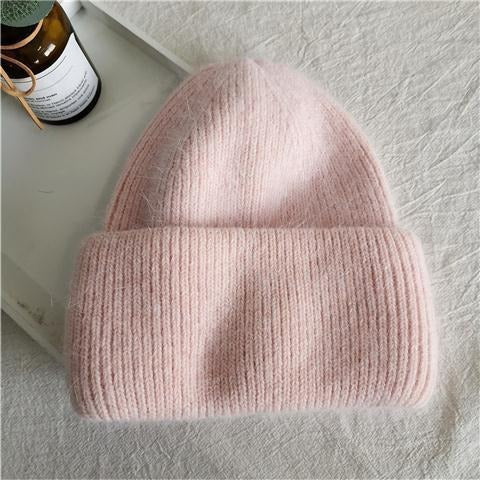 Rabbit Hair Hat Female Winter Ear Protection Warm Fashion Magnanimous Plush Knitted Wool Cap New Cold Cap