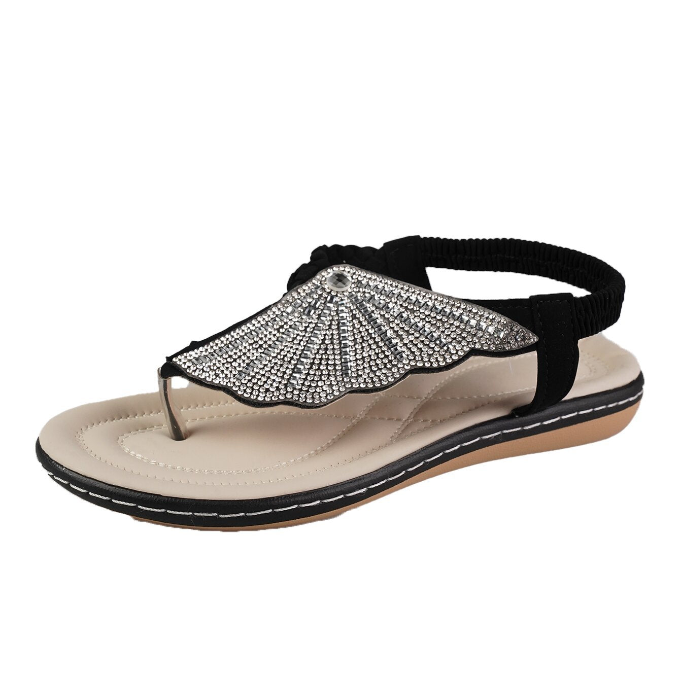 Neu Strass Shell Flip-Flops Sandalen Sommer Strand Schuhe Für Frauen Mode Lässig Niedrigen Ferse Flache