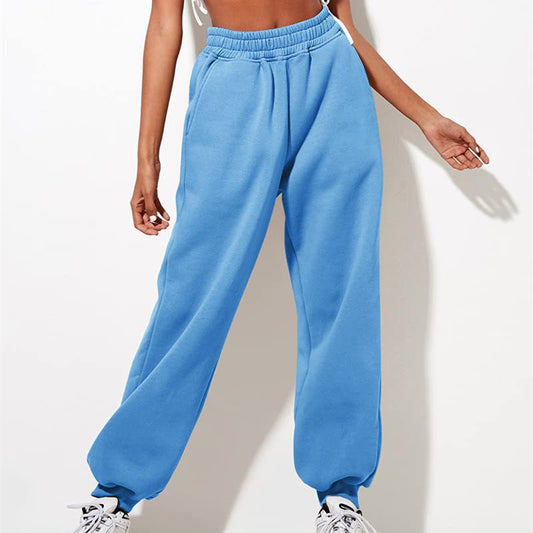 Comfort Chic: Women's High Waist Loose Track Pants - Casual Jogger with Belt Pocket