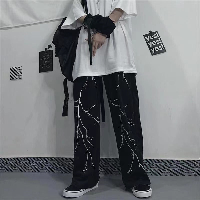 Lightning Print Sports Casual Pants