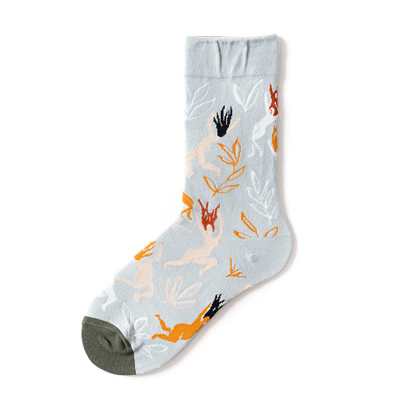 Trendy Mid-calf Artistic Illustration Socks