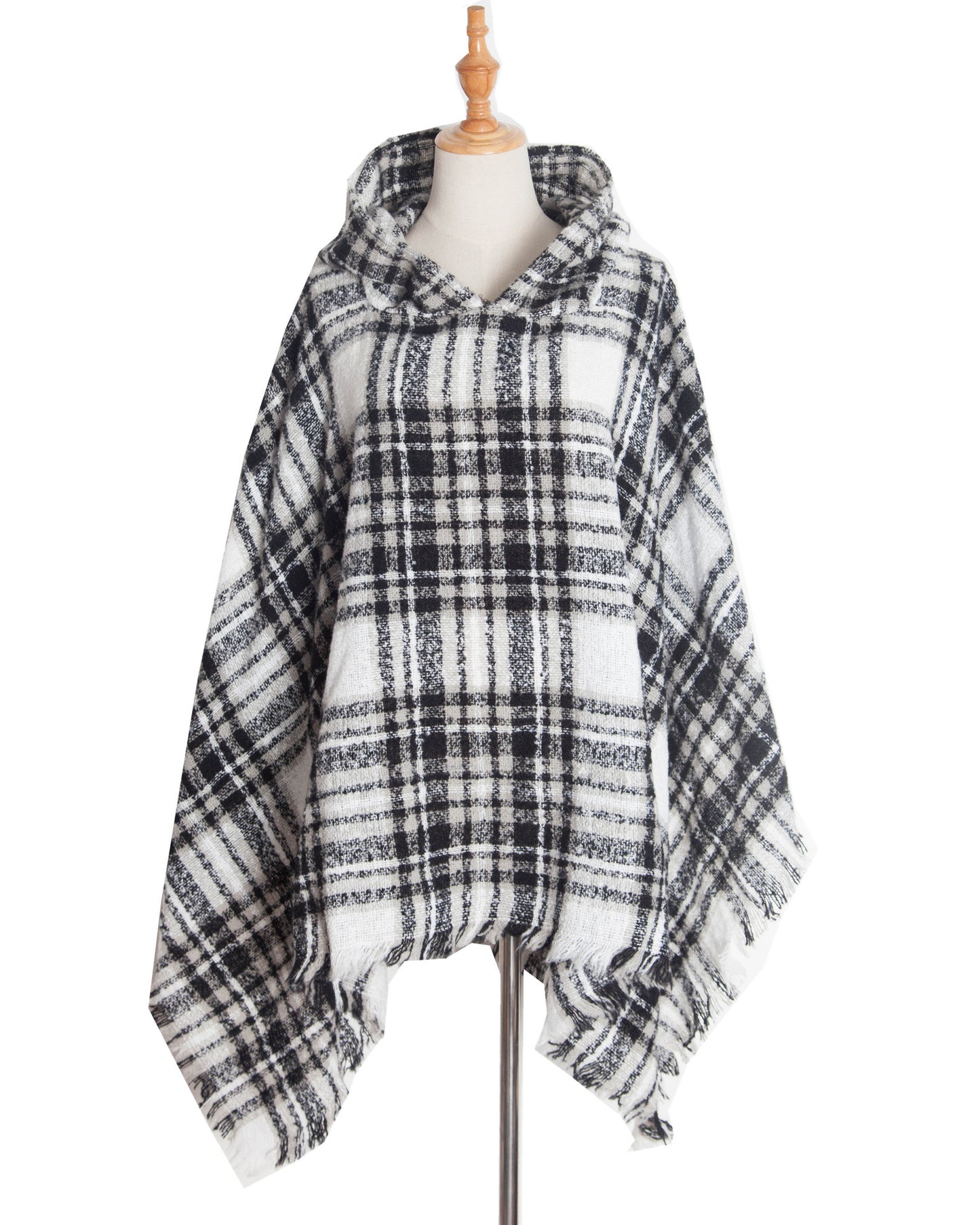 Spring Autumn And Winter Plaid Ribbon Cap Cape And Shawl