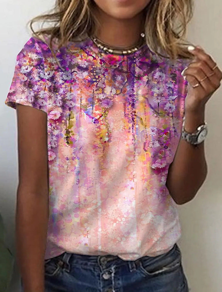 Digital 3D Printing Women's Street Style Short Sleeve