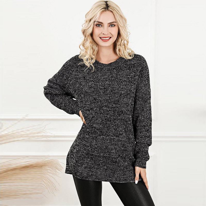 Women's Fashionable Knitted Long-sleeved Top