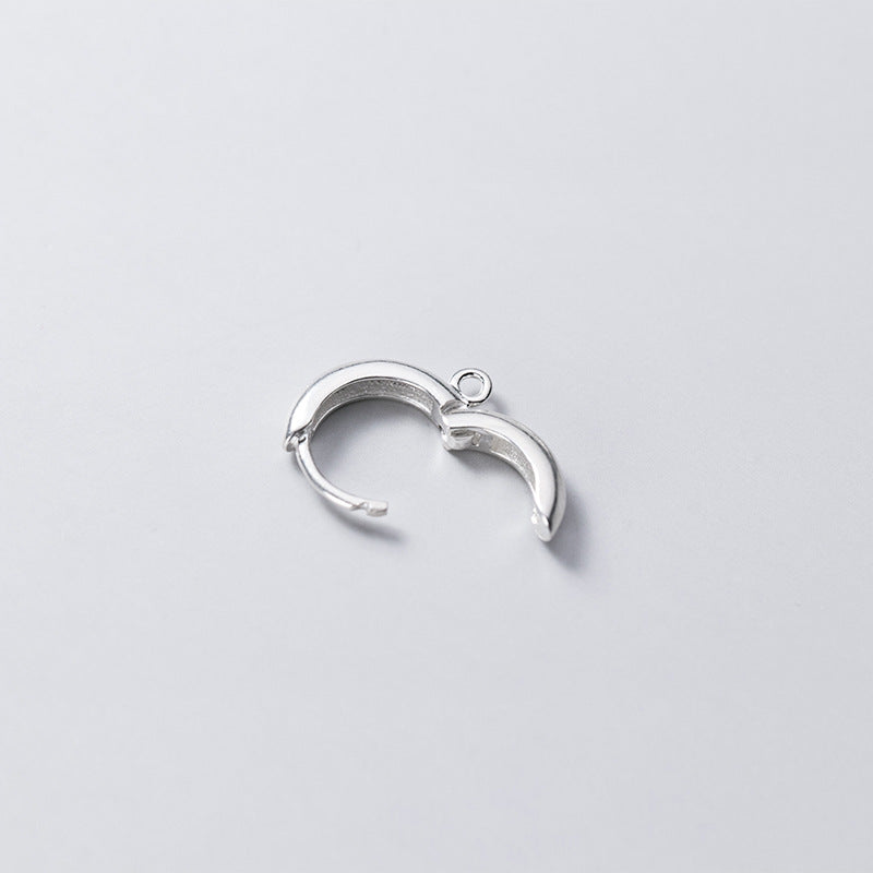 Women's Silver Round Earrings With Ring Ear Clip