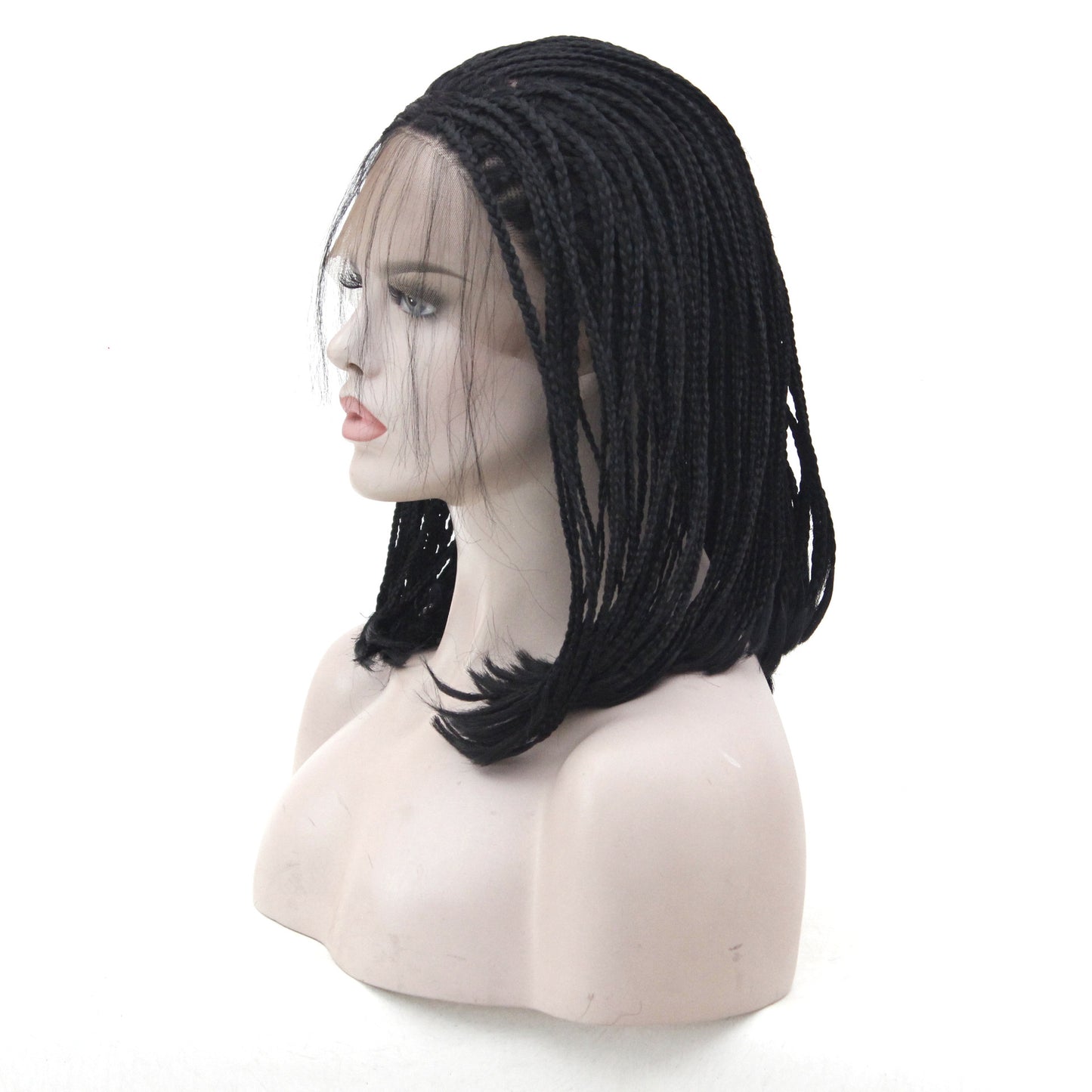 African Chemical Fiber Wig, Front Lace 3-strand Pigtail Headgear