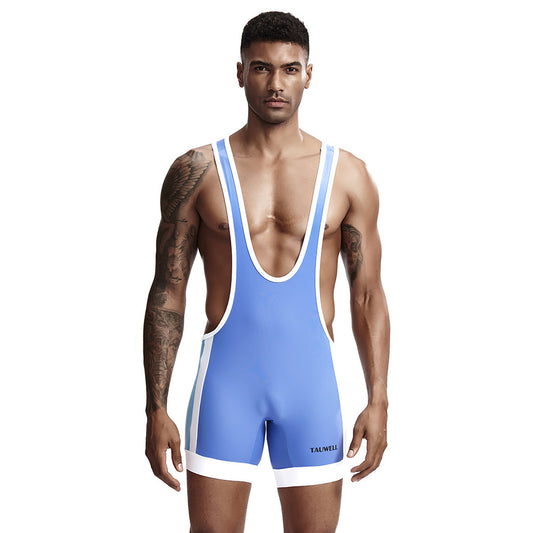 Personality Trendy Sports And Leisure One-piece Vest Suit Men's Fashion Sexy Stretch One-piece Swimsuit