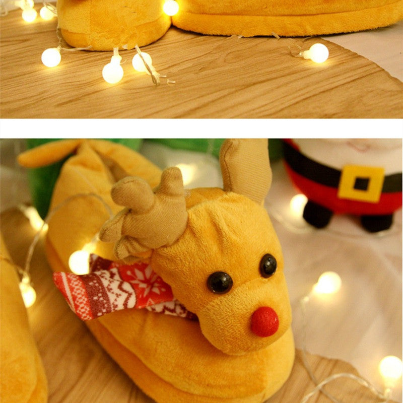 Cute Couple Christmas Elk Slippers