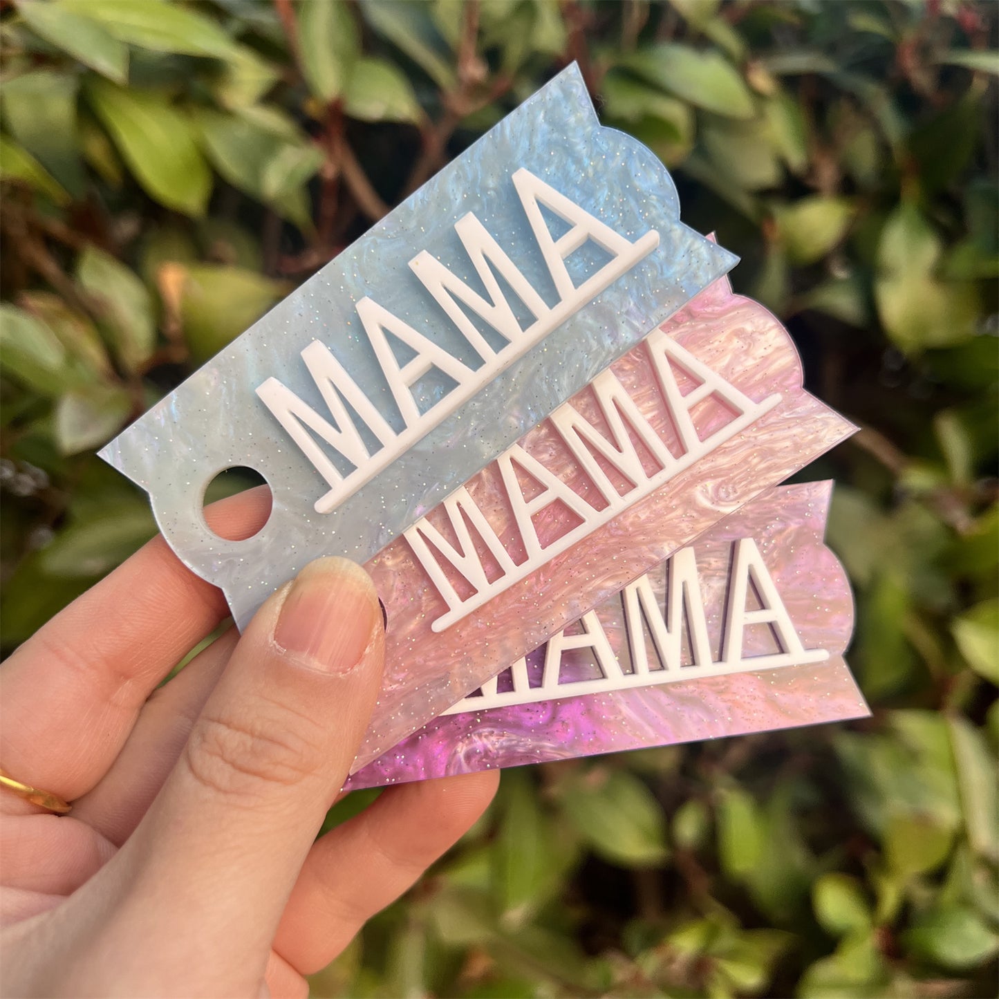 3D MAMA Acrylic Car Cup Cover Decorations