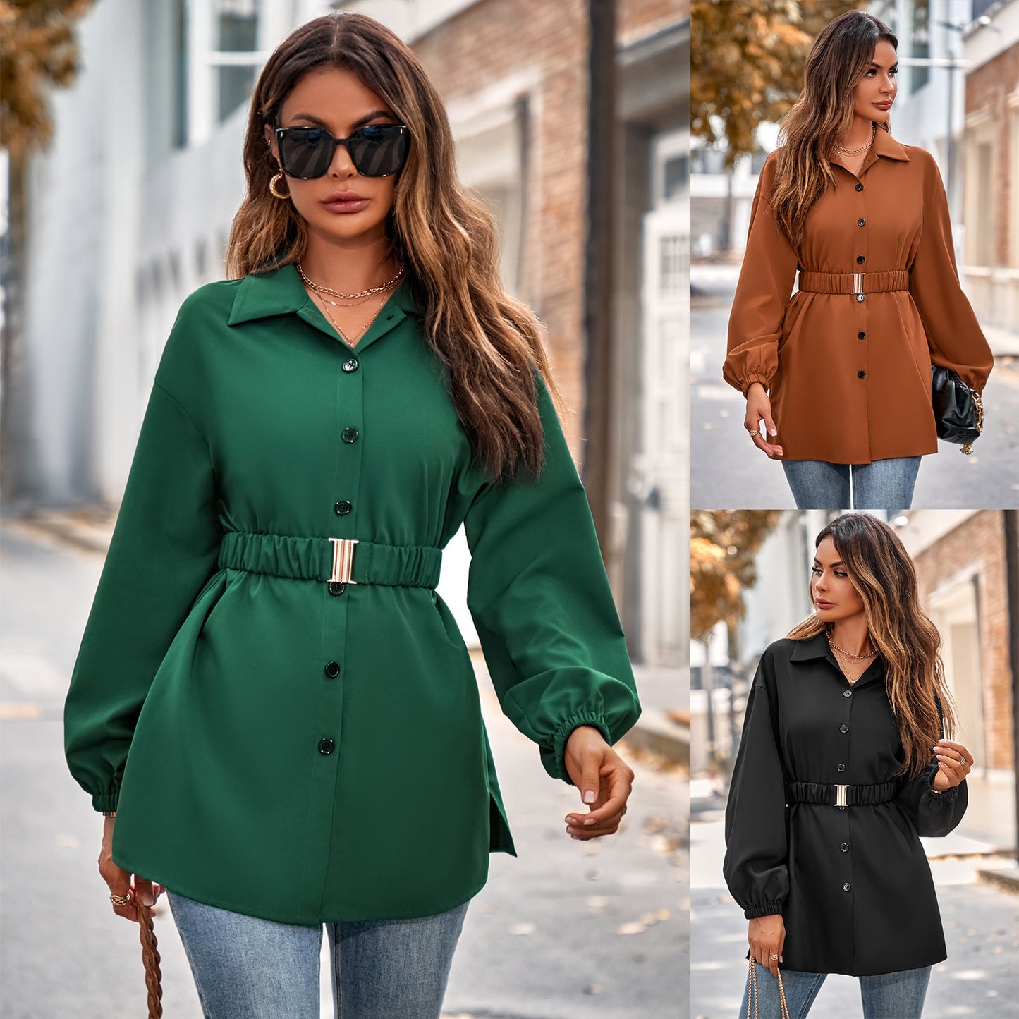 ClassicBelted: Single-breasted belt shirt coat for women, a versatile and stylish outerwear option.