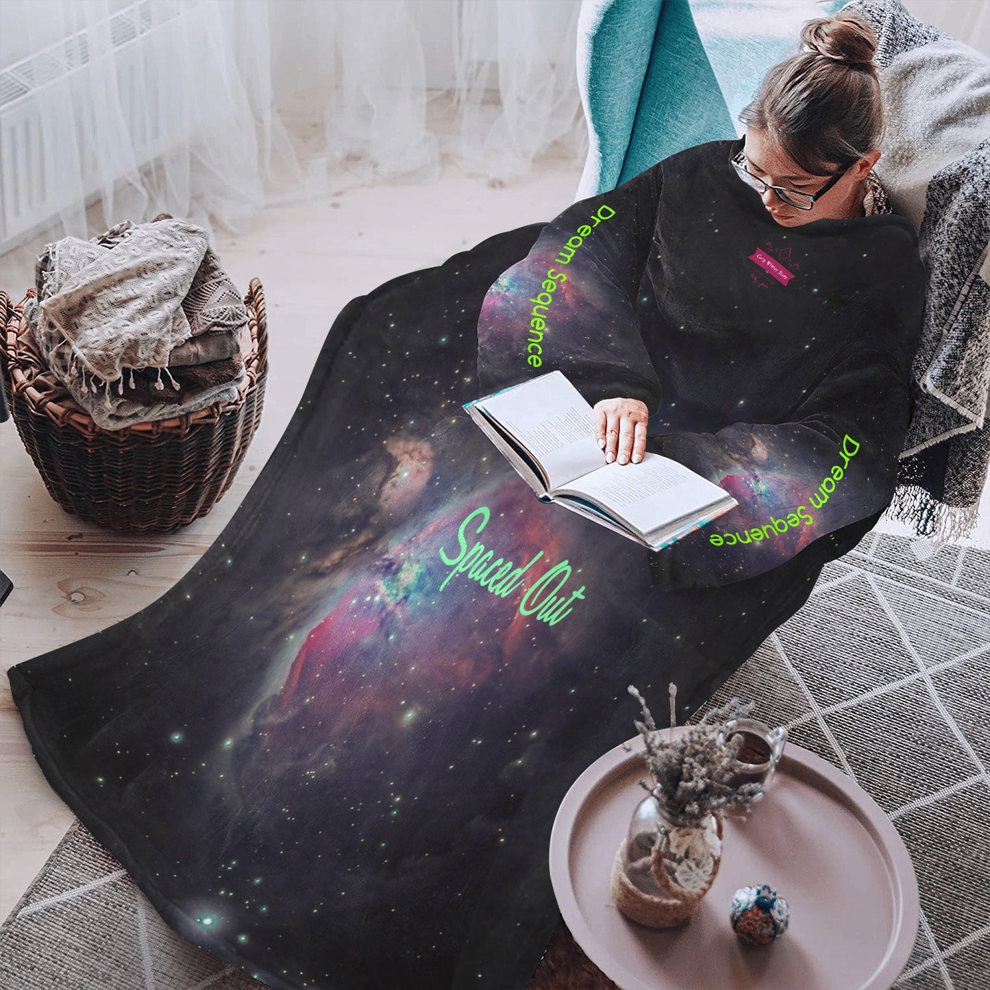 CWS Cozy Vibe "Spaced Out-Dream Sequence" Blanket Robe with Sleeves for Adults by Cozy Winter Store