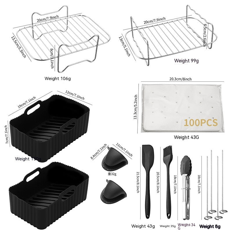 Edelstahl Doppel-schicht Grill Rack Dampfer Air Fryer Zubehör Rechteckigen Grill Grill