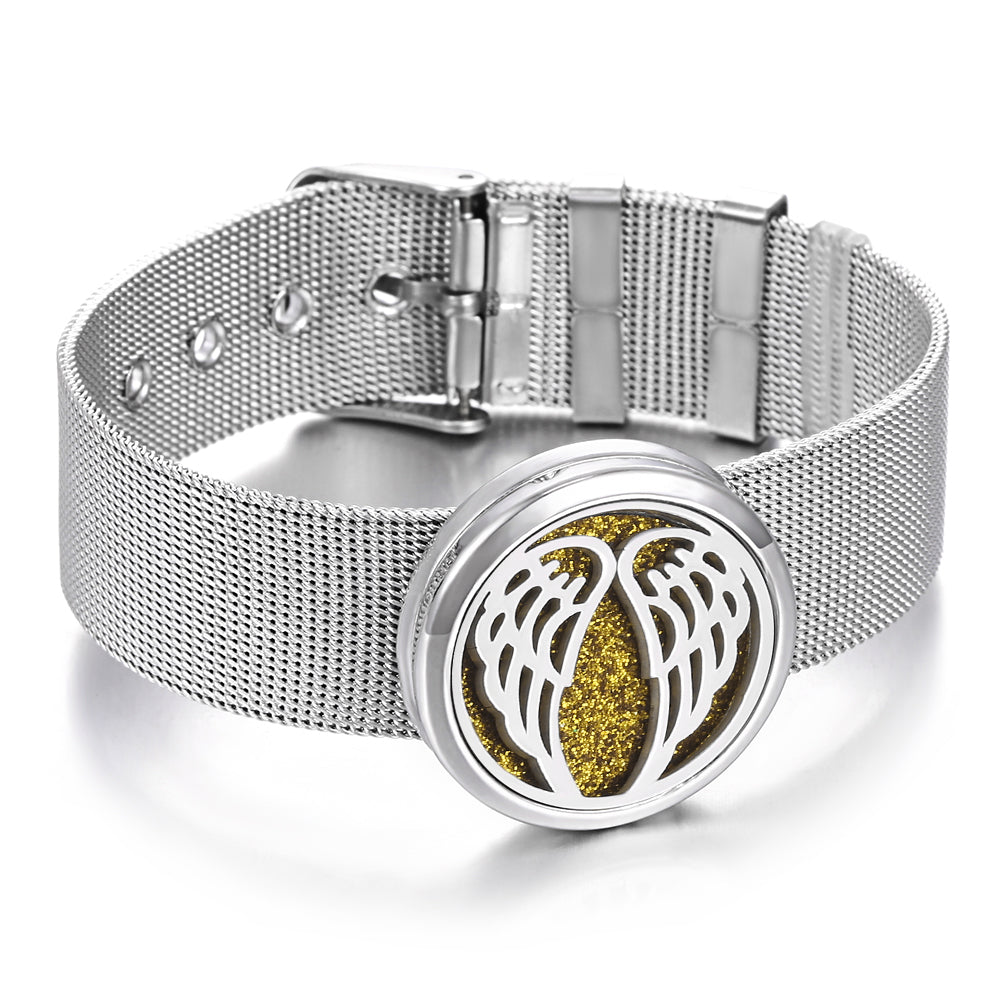 Essence Elysium: Stainless Steel Aromatherapy Bracelet Perfume Diffuser.