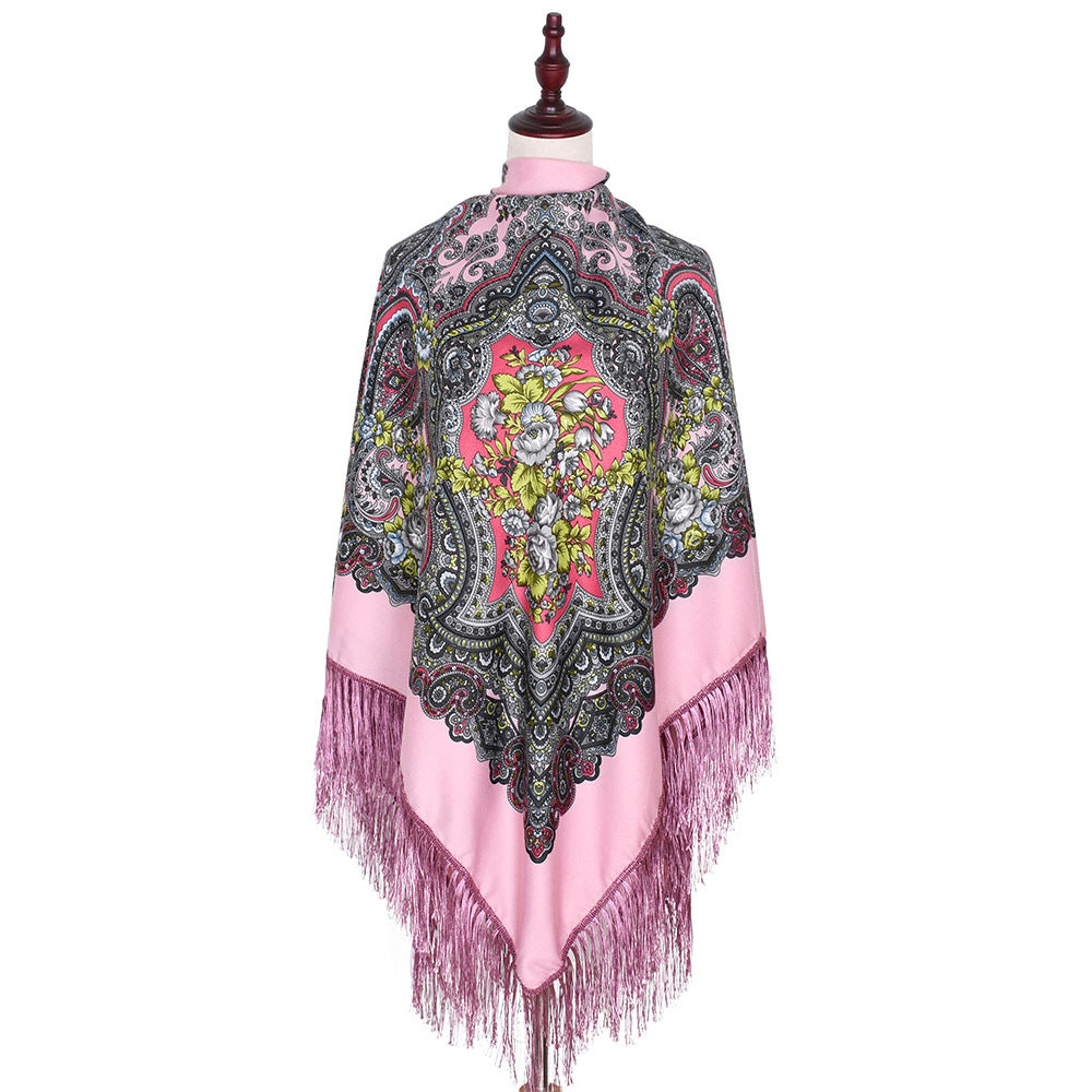 Vintage Twill Tassel Ethnic Style Shawl