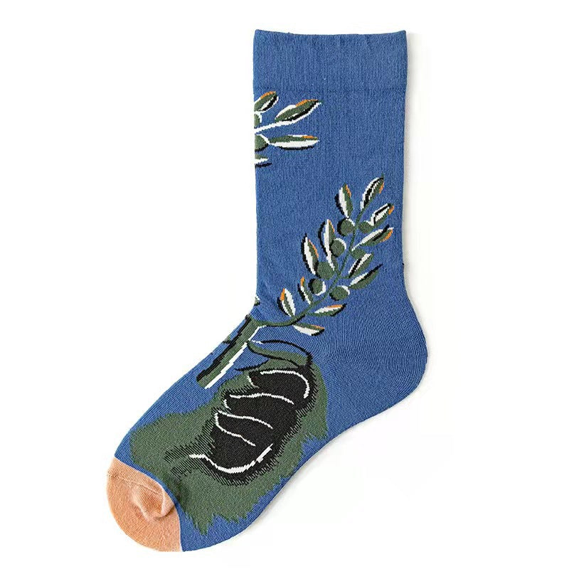 Trendy Mid-calf Artistic Illustration Socks