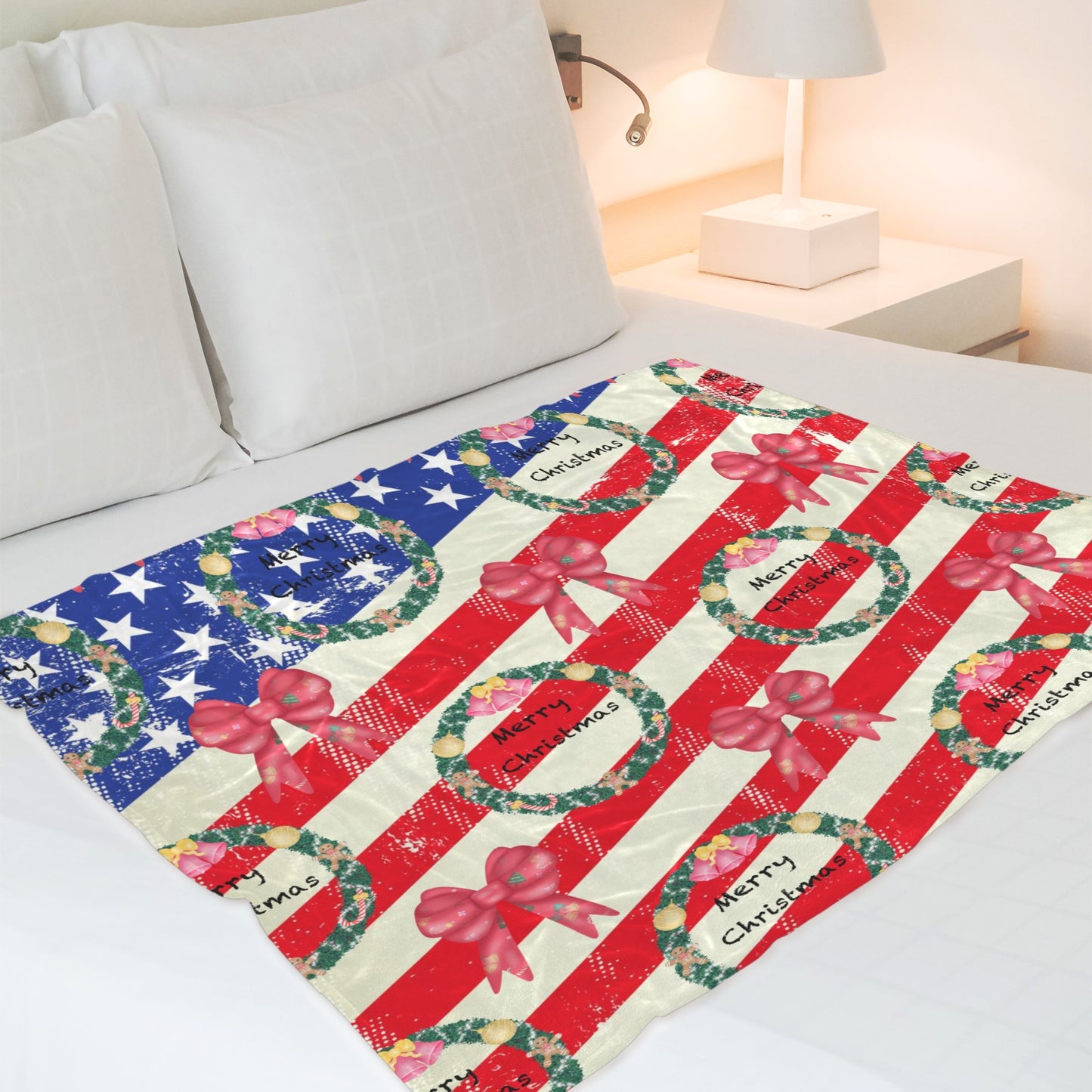 CWS Cozy Blankets " Merry Christmas To US&A" Ultra-Soft Micro Fleece Blanket 50*40(Made In Queens USA ) by Cozy Winter Store