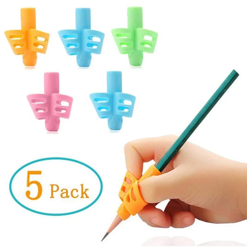 5pcs Children Writing Corrector Pen Holder Kids Learning Practise Silicone Pen Aid Grip Posture Correction Device for Students