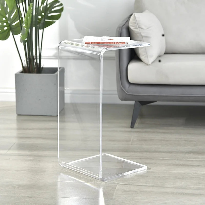 Acrylic C-shaped Side Coffee Table Long Sofa Tables Living Room Bay Window Computer Table Bedroom Corner Stand Balcony Storage