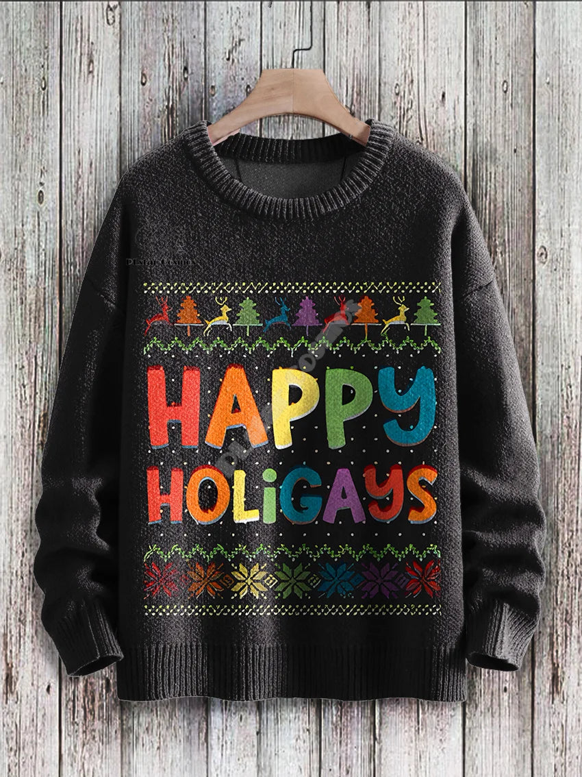 Christmas Ugly Knitted Sweater Xmas Santa Claus Animal Colorful Tattoo Retro Unisex 3DPrint Funny Harajuku Casual Long Sleeves H