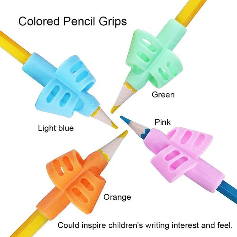 5pcs Children Writing Corrector Pen Holder Kids Learning Practise Silicone Pen Aid Grip Posture Correction Device for Students